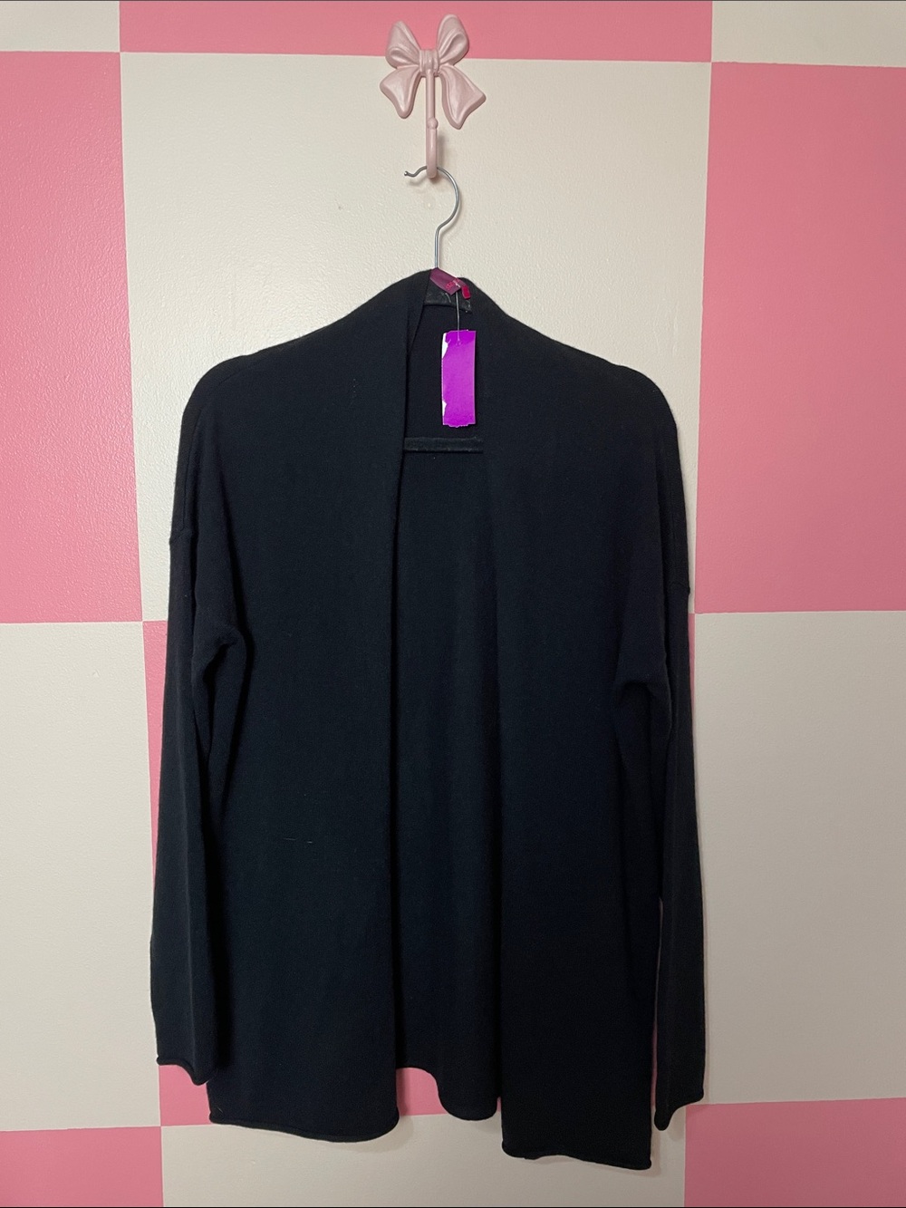 Lightweight Black Open-Front Cardigan